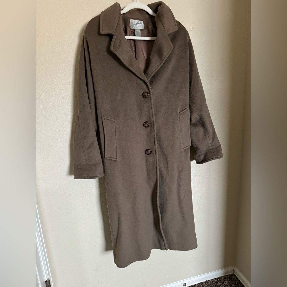 Vintage Classic Oversized Longline Wool Coat Sz 10 In Mocha Tan Color — image 4 of 7